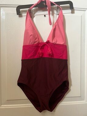 kate spade Three-Tone Pink halter top Swimsuit